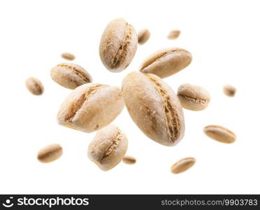 Pearl barley levitates on a white background.. Pearl barley levitates on a white background