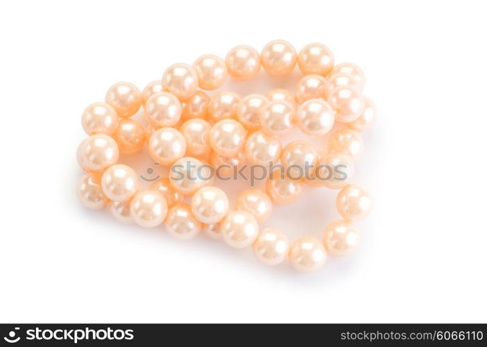 Pearl necklace isolated on the white background