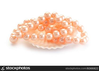 Pearl necklace isolated on the white background