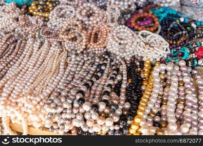 pearl necklace on stall