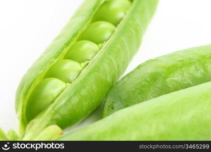 peas isolated on white background macro close up