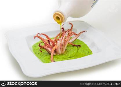 peas soup with squid tentacles