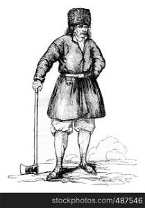 Peasant nearby Warsaw, vintage engraved illustration. Magasin Pittoresque 1836.