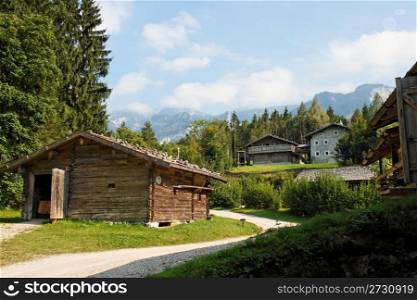 Peasants&rsquo; houses and barns in Open Air Museum in Salzburg, Austria