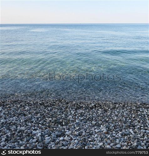 Pebble beach and blue sea