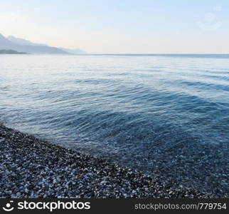 Pebble beach and blue sea