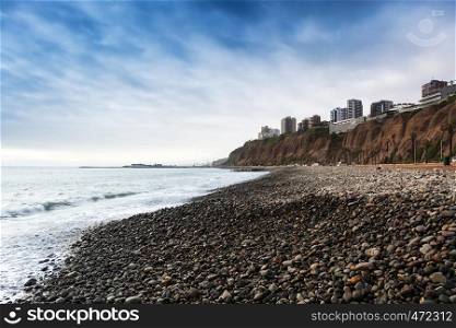 pebble beach of the Pacific Ocean, Lima, Peru