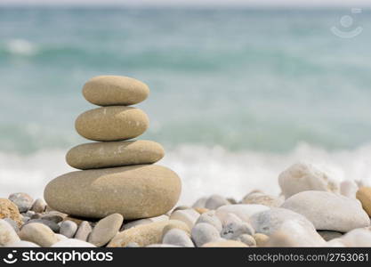 pebble on a beach. Sea coast Crimea, Ukraine