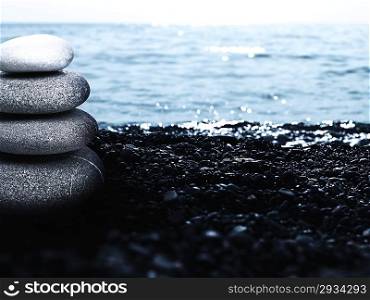 Pebble tower, abstract marine still life for your design