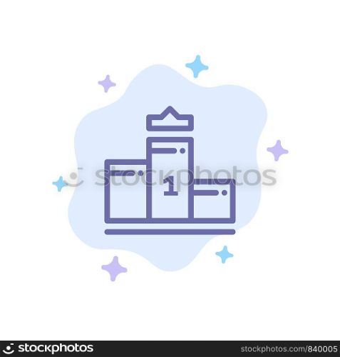 Pedestal, First, First Place, Education Blue Icon on Abstract Cloud Background