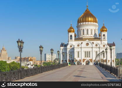 pedestrian bridge leading to the Christ the Savior Cathedral in Moscow