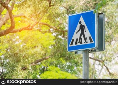 Pedestrian crossing traffic sign pole