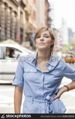Pedestrian portrait in city