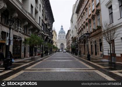 Pedestrian street in Budapest, Hungary