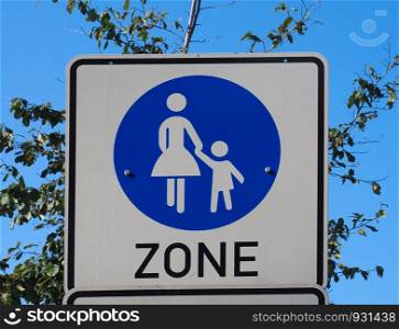 pedestrian zone sign (aka auto free, car free or pedestrian precinct). pedestrian zone sign