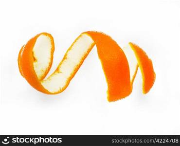 Peel of an orange on white background . Peel of an orange