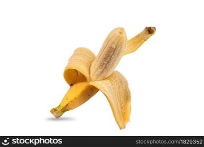 Peeled banana isolated on white background. with clipping path