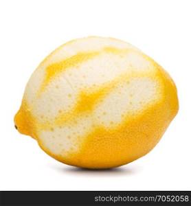 Peeled lemon fruit isolated on white background.