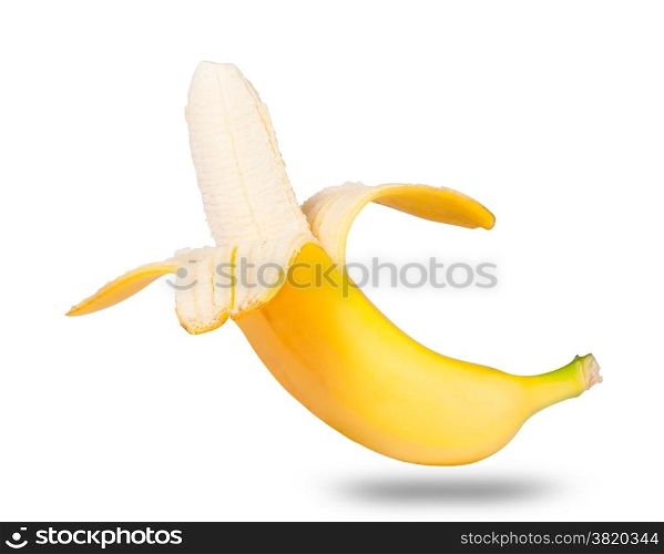 Peeled Ripe Banana Isolated On White Background