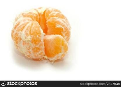 Peeled tangerine isolated on the white background