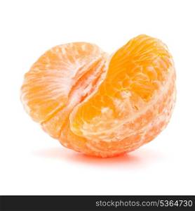 Peeled tangerine or mandarin fruit half isolated on white background cutout