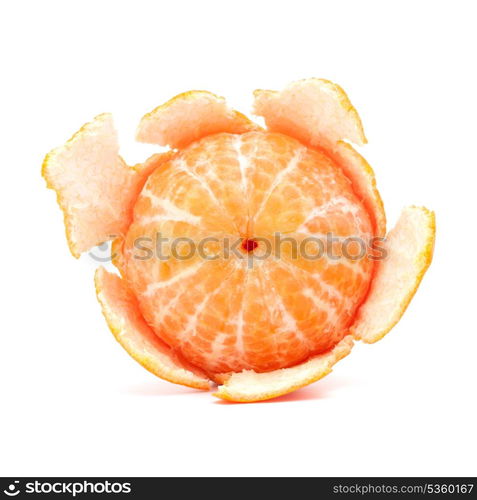 Peeled tangerine or mandarin fruit isolated on white background cutout