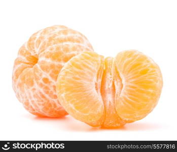 Peeled tangerine or mandarin fruit isolated on white background cutout