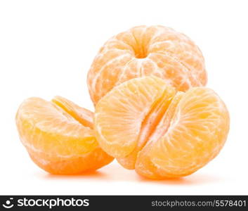 Peeled tangerine or mandarin fruit isolated on white background cutout