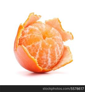 Peeled tangerine or mandarin fruit isolated on white background cutout