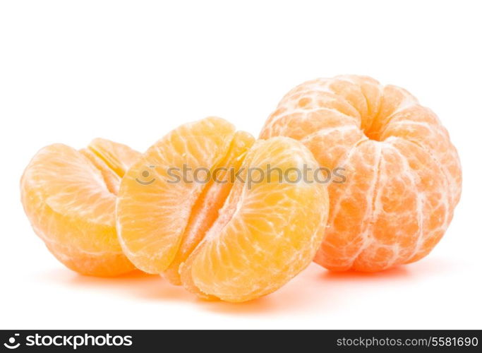 Peeled tangerine or mandarin fruit isolated on white background cutout