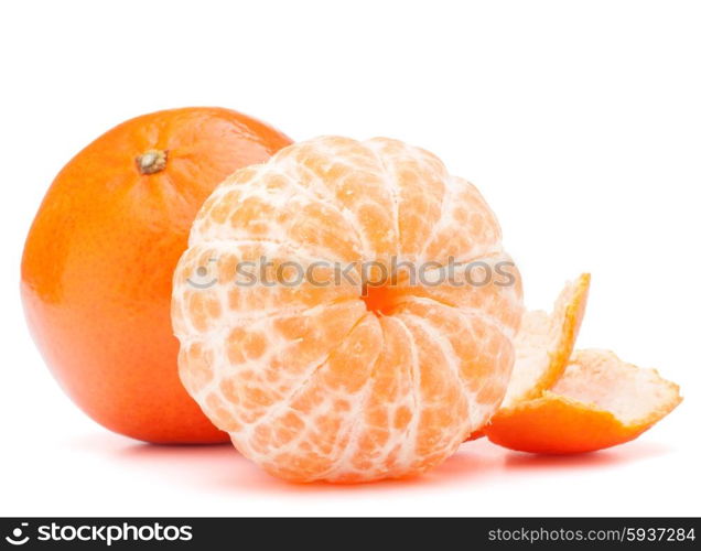 Peeled tangerine or mandarin fruit isolated on white background cutout