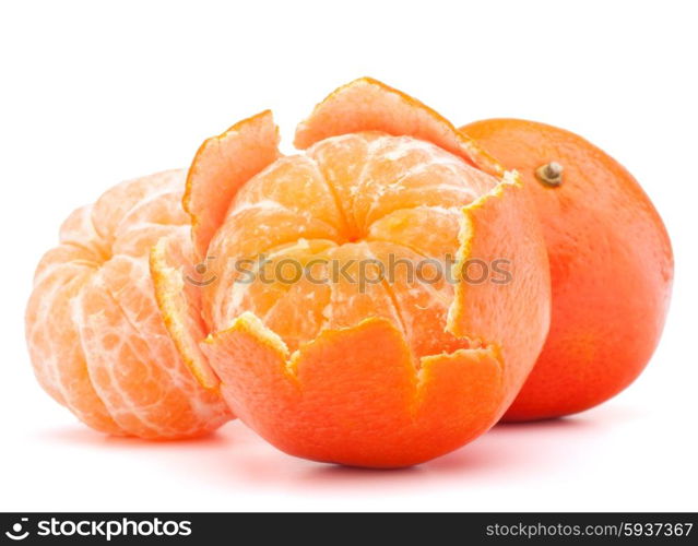 Peeled tangerine or mandarin fruit isolated on white background cutout