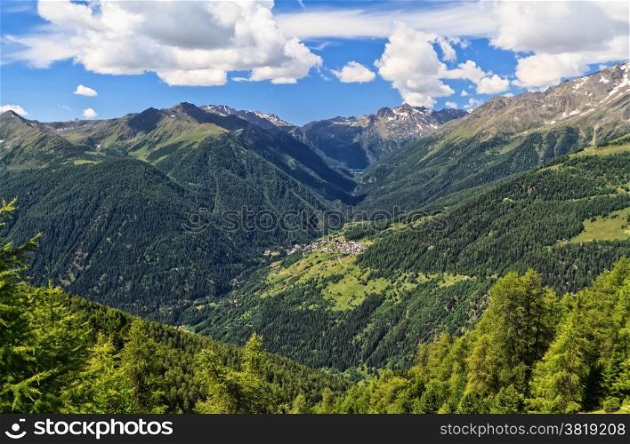 Pejo valley with Vioz and Cevedale mountains, Trentino, Italy