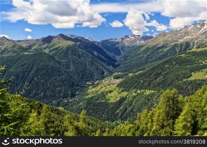 Pejo valley with Vioz and Cevedale mountains, Trentino, Italy