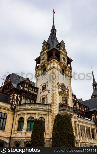 Peles Castle, Romania. Beautiful famous royal castle from Sinaia