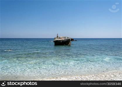 Pelion, Damouchari beach, Greece - August 11 2020: Picturesque Damouchari beach at Pelion in Greece. Picturesque Damouchari beach at Pelion in Greece