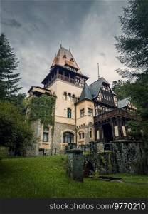 Pelisor castle royal summer residence in Sinaia, Romania. A part of the famous Peles complex in the Carpathian mountains, Prahova County, Transylvania.