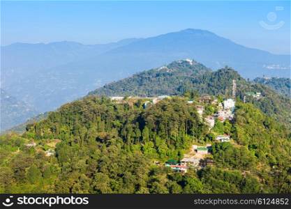 Pelling panoramic aerial view. Pelling is a town in the district of West Sikkim, India