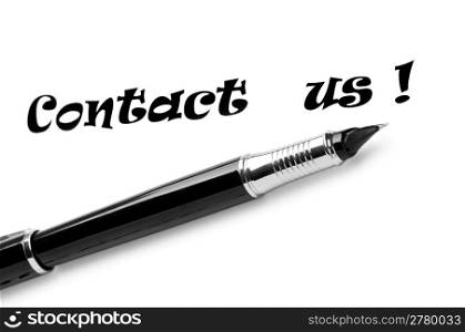 Pen and &acute;Contact us&acute; message on white