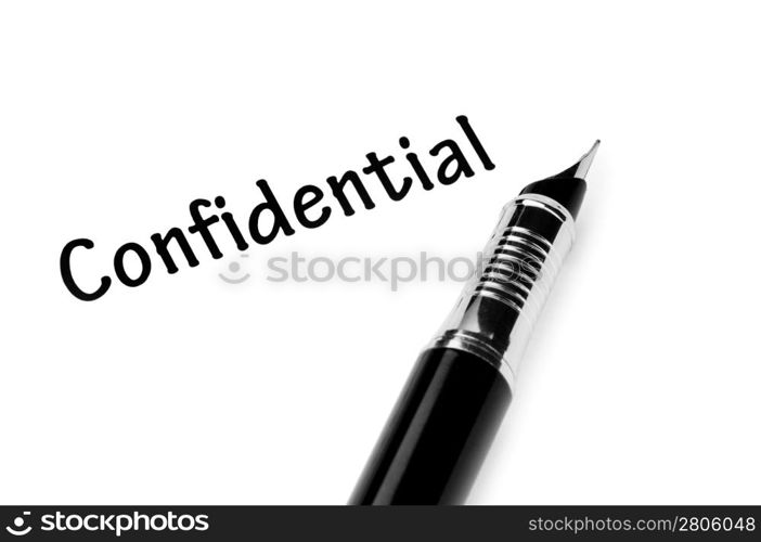 Pen and confidential message on white