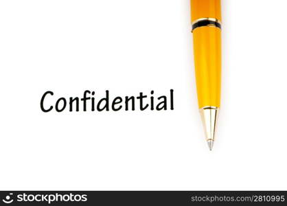 Pen and confidential message on white