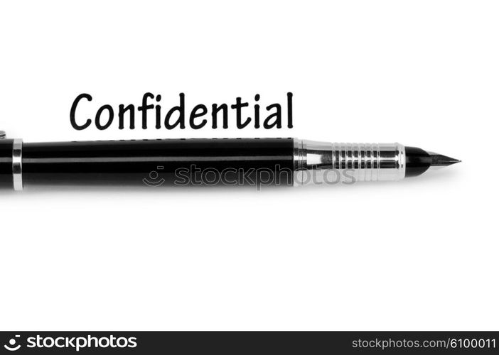 Pen and confidential message on white