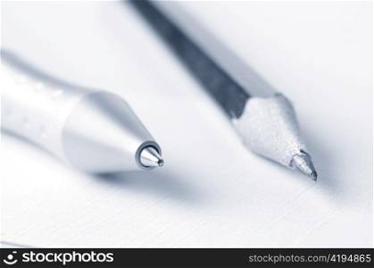 pen and pencil closeup