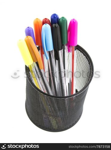 pen and pencils container isolated on white background&#xA;&#xA;