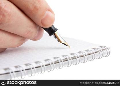 pen in hand isolated on white background