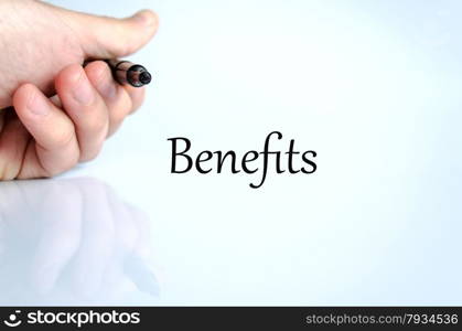 Pen in the hand isolated over white background benefits
