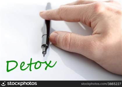 Pen in the hand isolated over white background detox concept
