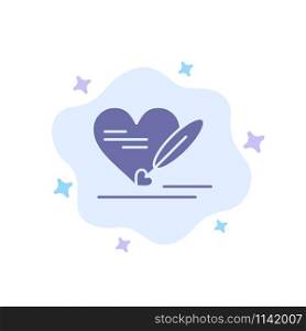 Pen, Love, Heart, Wedding Blue Icon on Abstract Cloud Background