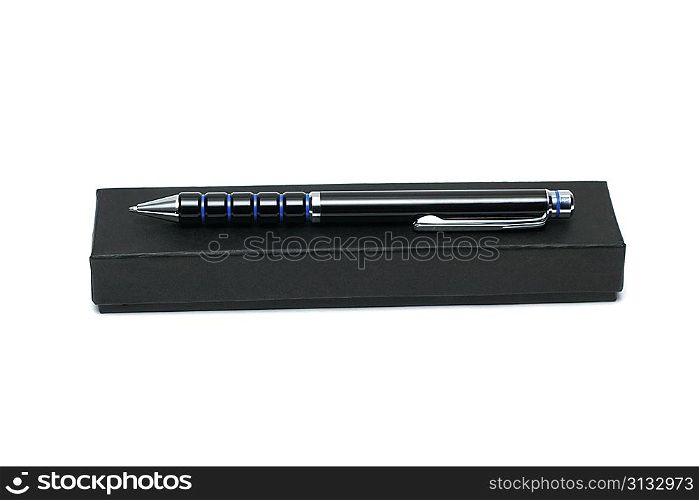 Pen on the box isolated