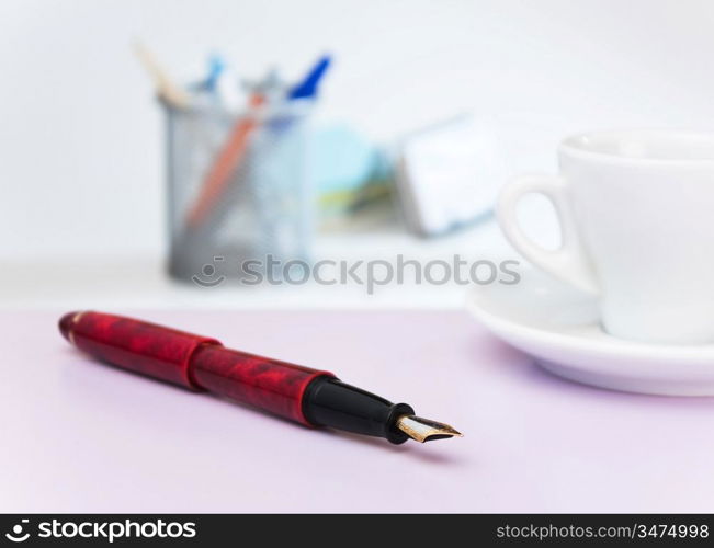 pen on the desk in the office